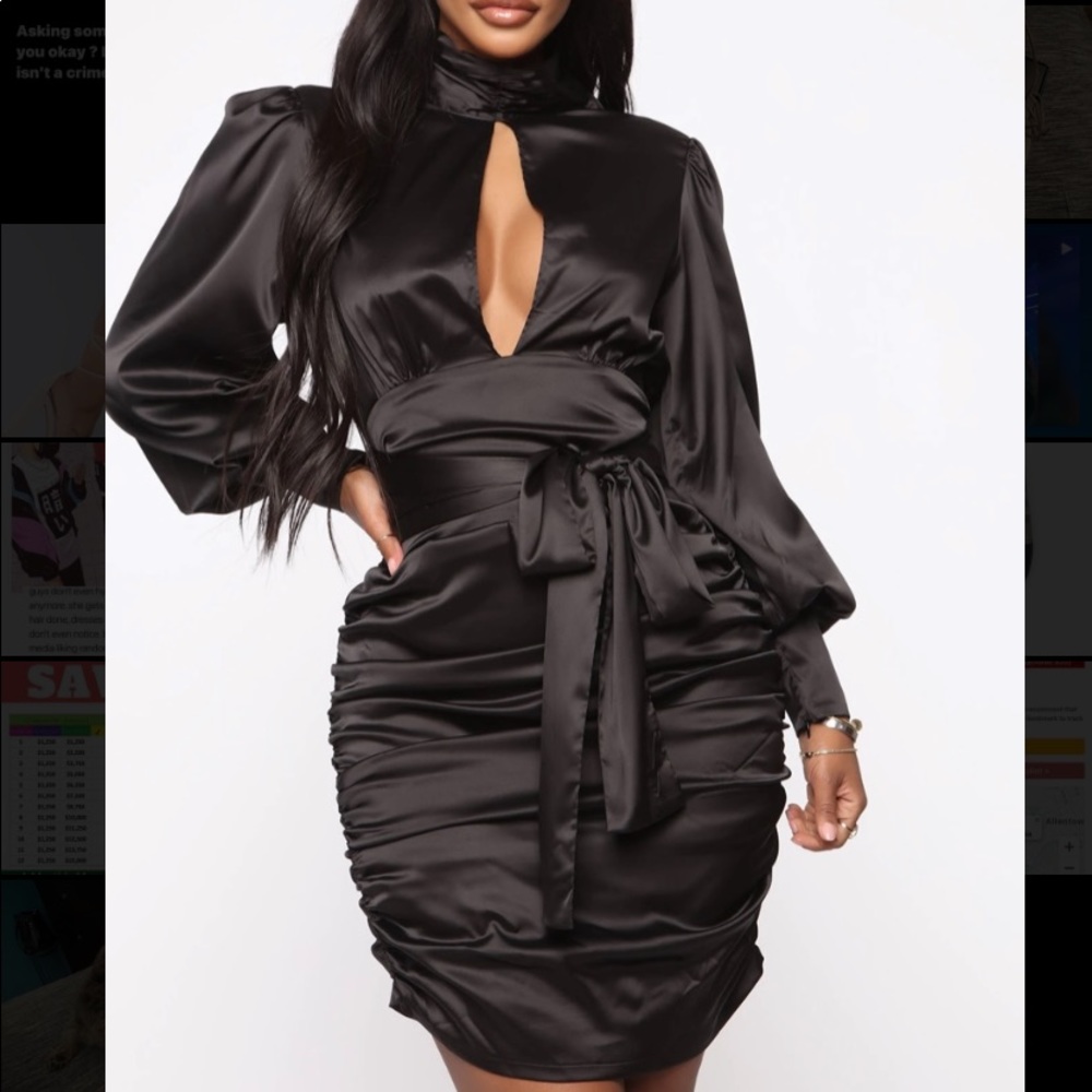 Sleek and slim  satin mini dress